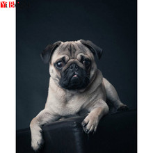 Pintura de diamantes 5D DIY, cuadro de perro Pug con aspecto de animales, bordado de diamantes cuadrados, punto de cruz, mosaico de diamantes de imitación, XY1 2024 - compra barato