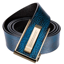 Hi-Tie Fashion Gold Buckle Blue Belt Men Real Cowskin Genuine Leather Belt Jeans Strap Automatic Men's Casual Luxury Cowboy Belt 2024 - buy cheap
