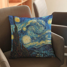Van Gogh Oil Painting The Starry Night Over The Rhone Pillow Cases Home Office Gallery Sofa Chair Decorative Cushion Cover 45x45 2024 - buy cheap
