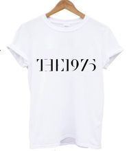 2018 moda verão feminina camiseta o-pescoço manga curta casual algodão topos camisetas imprimir the1975 casais roupas preto branco 2024 - compre barato