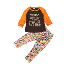 Топ для девочек, футболка штаны с длинными рукавами Милый хлопковый комплект одежды для малышей, комплект одежды для маленьких девочек От 2 до 7 лет с цветочным рисунком 2024 - купить недорого