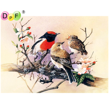 DPF diamond Mosaic 5D Round full Diamond painting Cross Stitch three birds nest tree Diamond Embroidery Needlework decor crafts 2024 - buy cheap