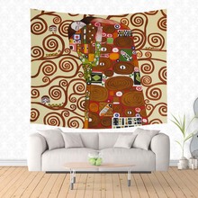 Tapeçaria de pintura personalizada gustav klimt, tapeçaria decorativa personalizada para pendurar na parede, tapete de ioga, decoração de casa 2024 - compre barato