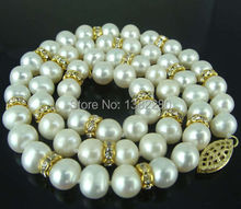 Fashion ! christian jewelry 8-9mm White Akoya Pearl brown pendants Necklace 18'' 2 piece/lot JT5633 2024 - buy cheap