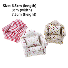 1:12 Doll house Dollhouse Furniture Dot plaid Flower Chair Sofa with pillow Sweet Furniture for doll house armchair Toys Gift 2024 - compre barato