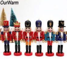 OurWarm 6Pcs 12cm Wooden Nutcracker Christmas Tree Hanging Ornaments Desktop Decoration Walnuts Soldiers Band Doll New Year Gift 2024 - buy cheap