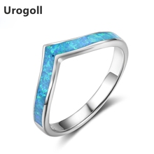 Trendy 925 Sterling Silver Fine Jewelry Blue Geometry Opal Rings For Women Engagement Wedding Jewelry Gifts 2024 - buy cheap