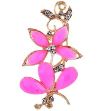 Fashion Elegant Rose Gold Pink Flower And Butterfly With Rhinestone Crystal Brooches Bouquet For Wedding Women Pins 2024 - buy cheap