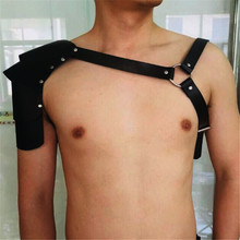 Cinto de couro falso ajustável para homens, preto, bondage, traje para ombros, roupa, armores, fivela, top 2024 - compre barato