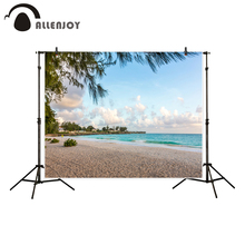 Pano de fundo para fotografia allenjoy, fundo para estúdio de fotografia bonita ilha tropical para praia, areia limpa com água azul, cenário para primavera, fotochamadas 2024 - compre barato