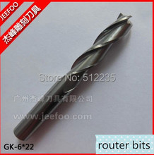 6*22 Three Flutes Carbide Cutters/ End Mill Tools/Cutting Bits/CNC Router Tool Bits/Engraving Tools/Cutting MDF/Wood/PVC 2024 - buy cheap