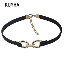 Black Cord Women Man Necklace Choker Stainless Steel Fashion Designer Chain Statement Collar Jewelry 2024 - buy cheap