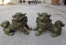 song voge gem S0883 Palace Classic Bronze Feng Shui Evil Guardian beast animal Foo Dog Lion Pair 2024 - buy cheap