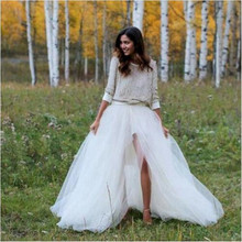 Graceful Soft Tulle Adult White Long Bridal Skirt With  Sexy High Slit Full Length Wedding Skirt Tutu Saia Custom Made Plus Size 2024 - buy cheap