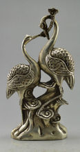 Collectible Decorated Old Handwork Tibetan Silver Pair Crane On Mountain Statue 2024 - buy cheap