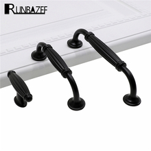 RUNBAZEF-manija de puerta de aleación de aluminio negro duradero, tiradores de cajón de armario de cocina, Hardware de muebles con tornillos 2024 - compra barato