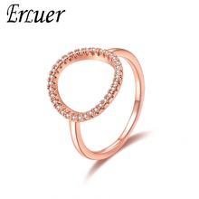 ERLUER Fashion Women Ring Charm Zirconia Rose Gold Round Wedding Rings Classic Party Friendship Valentine Gifts Jewelry for Girl 2024 - buy cheap