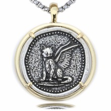 Tkuamigo gato colar único metal anjos voando lua gatos pingente memorial animal de estimação perda jóias a324 2024 - compre barato
