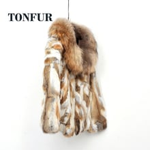2021 Pure Natural Rabbit Fur Coat For Women with Luxury Big Real Genuine Raccoon Fur Collar Customize Fur Jackets WSR256 2024 - buy cheap