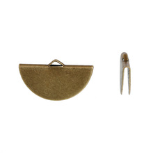Doreenbeads cordão de cobre antigo, cordão de bronze para crimpagem ponta metade redonda componentes diy de moda 28mm(1 1/2 ") x 16mm (7/8"), 10 peças 2024 - compre barato