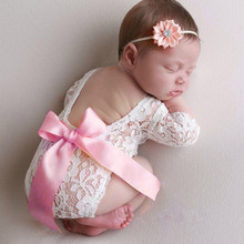 ARLONEET Newborn Infant Baby Girl Boy Lace romper photo props Photography Props Lace Bow Romper bow cute Clothes cj05 2024 - buy cheap