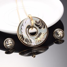 R&X Anniversary Engagement  Necklace/Earrings Sieraden Sets WomenStainless Steel Enamel Jewelry Necklace Set Gift Trendy S22101 2024 - buy cheap