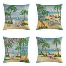 45cm*45cm Coconut trees on the beach design linen/cotton throw pillow covers couch cushion cover home decorative pillows 2024 - buy cheap