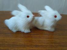 simulation white rabbits one lot / 2 pieces toy polyethylene&furs rabbit mini 7x6cm model handicraft home decoration gift d2022 2024 - buy cheap
