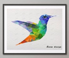 Pintura en lienzo de colibrí geométrico, póster de Bajo polietileno, imágenes impresas, decoración del hogar, colgante de pared, regalo de Navidad 2024 - compra barato