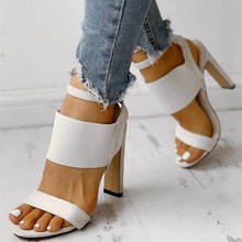 Sandalias de tacón alto con punta descubierta para mujer, zapatos de tacón alto con correa en el tobillo, de verano 2024 - compra barato