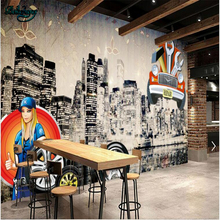 beibehang Custom non-woven wallpaper wall murals retro nostalgic car tires city night view bar ktv decorative background wall 2024 - buy cheap