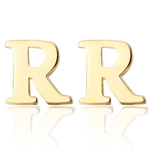 HYX Jewellery 2016 NEW ARRIVAL Gold A-Z Letter R Famous Brand Enamel Wedding gift cuff links wholesale& retail Shirt Cufflinks 2024 - buy cheap