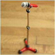 Dollhouse Miniature Toy A Metal Microphone With Stand Height 9.1cm 2024 - buy cheap