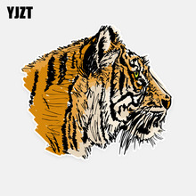 YJZT, 15 см * 13,5 см, замечательная голова тигра, графическая ПВХ наклейка на автомобиль, наклейка 5-0528 2024 - купить недорого