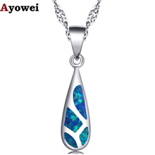 Real 925 sterling silver necklace Pendant Fashion blue fire opal gift jewelry for Women Party gift SP24A 2024 - buy cheap