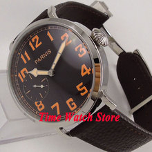 46mm parnis watch black dial orange Arabic numbers deployant clasp mechanical 6497 hand winding movement mens watch 274 2024 - buy cheap