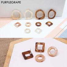 PURPLEGRAPE Geometric retro earrings irregular resin ring square round DIY handmade material a pack of 4 2024 - buy cheap