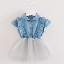 Детские модные джинсовые платья для маленьких девочек; Новое поступление; Летние детские платья; Короткие пляжные платья с вуалью; Оптовая и розничная продажа; 2020 2024 - купить недорого