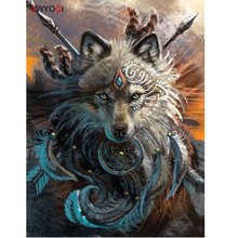 Pintura de lobo de diamantes redonda, bordado de espada, punto de cruz, Animal, 3D, mosaico de diamantes 2024 - compra barato