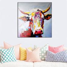 Best Gifts Paintings Handmade Wall Painting Color Cow Picture on Canvas Abstract Home Decor Animals Oil Painting Hang Pictures 2024 - buy cheap