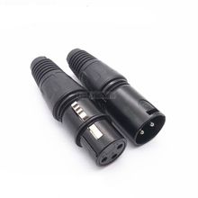 1 conjunto xlr conector plugue de áudio microfone 3pin alto-falante conector macho & fêmea mic adaptador 2024 - compre barato