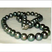 stunning AAA 10-11mm perfect round tahitian black pearl necklace 18" 2024 - buy cheap
