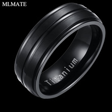 Masculino feminino 8mm titanium wedding band anéis preto banda em conforto ajuste acabamento fosco 2024 - compre barato