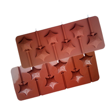 Material de silicone de grau alimentício, forma de estrela, molde de pirulito de chocolate, ferramentas de bolo, biscoito, geleia, molde de gelo d671, 1 peça 2024 - compre barato