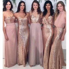 2019  Mermaid Many Styles Rose God Sequins Bridesmaid Dresses Differents Styles Same Color 2024 - buy cheap