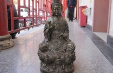 Китайский буддийский Fane Старый бронзовый медный kwan-yin статуя Будды Бодхисаттва 2024 - купить недорого
