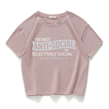 I am not anti-social women tops 100% Cotton tshirt Casual T-shirt women all-match crops top Summer street wear top women clothes 2024 - buy cheap