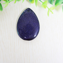 Free Shipping Natural Blue Sand Stone Crafts Flat Oval Warter Drop Teardrop Pendant For Jewelry Making Charm Accessories 1Pc 2024 - buy cheap