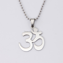 50pcs one lot Brahmanism AUM OM Charm Pendant symbol high polish Pendant stainless steel Necklace wholesale price 2024 - buy cheap