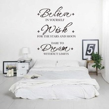 Believe Wish-funda de vinilo para pared de dormitorio, pegatina de inspiración motivacional para pared, decoración de oficina y cocina 2024 - compra barato